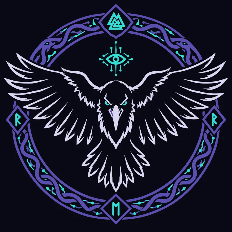 0xHuginn-emblem: en ravn i en ring